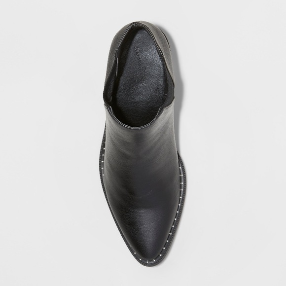 Women’s Black Stud Point Toe Ankle Heel Booties W - Picture 3 of 4